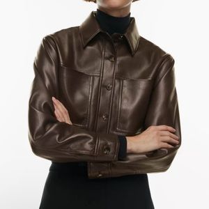 Aritzia Wilfred Little Cropped Vegan Leather Jacket